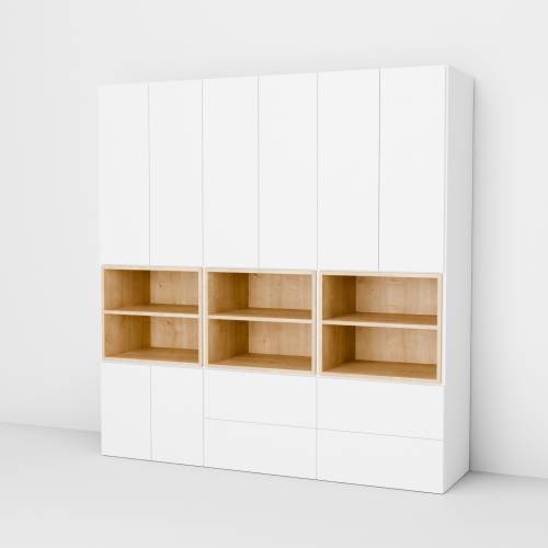 Meblościanka trzymodułowa FLEX 3 z frontami laminowanymi Flex