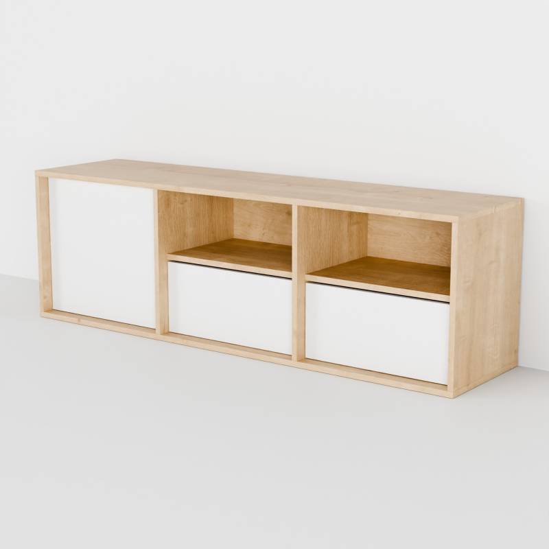 Komoda Flex Design Plus Quick z drzwiczkami, szufladami, półkami otwartymi, 3 moduły